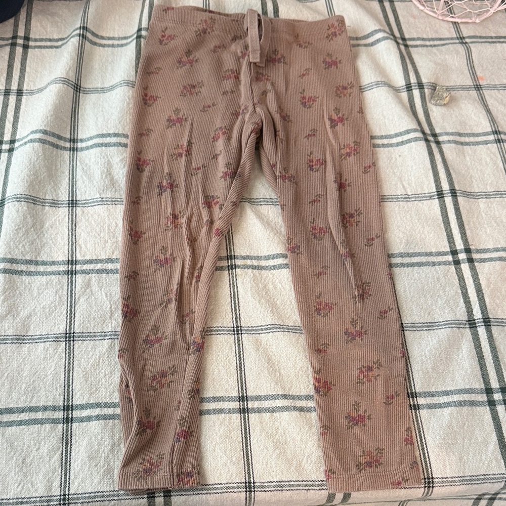 Zara Floral Patterned Ribbed Kids Leggings (5-6 years)